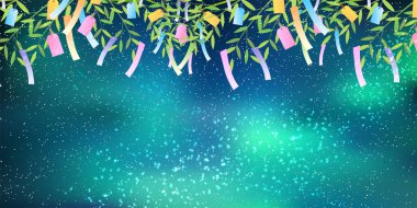 Tanabata Japon Desenli Yaz Arkaplanı