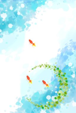 Japon Balığı desenli Akçaağaç Arkaplanı