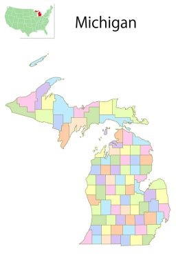 Michigan ABD Renkli Harita Simgeleri