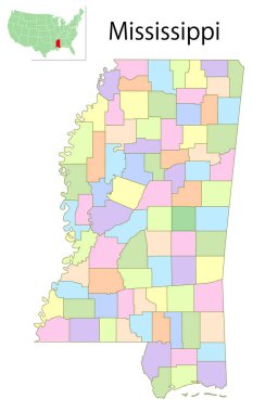 Mississippi Amerika Renkli Simgeler Haritası