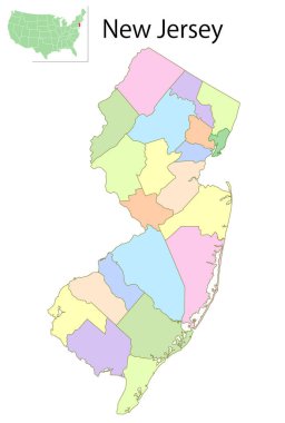 New Jersey ABD Harita Renkli Simgeleri