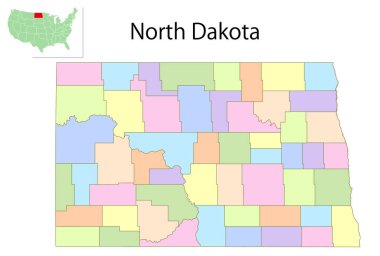 Kuzey Dakota ABD Harita Renkli Simgeler
