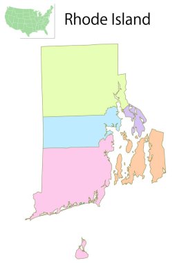 Rhode Island ABD Harita Renkli Simgeleri