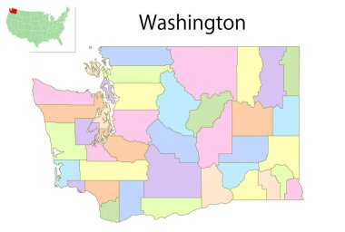 Washington Amerika Renkli Simgeler Haritası