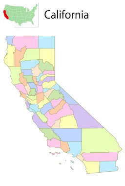 California Amerika Renkli Simgeler Haritası
