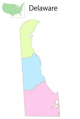 Delaware ABD Harita Renkli Simgesi