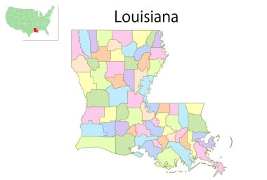 Louisiana ABD Harita Renkli Simgeleri