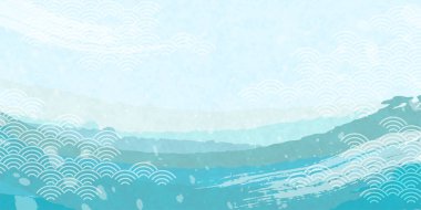 Japon Desen Dalgası Suluboya Arkaplanı