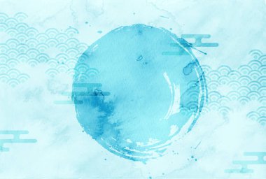 Japon Desenli Mavi Suluboya Arkaplan