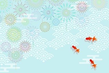 Japon Japon Balığı Desenli Suluboya Arkaplanı