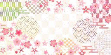 Kiraz çiçekleri bahar Japon desenli arka plan