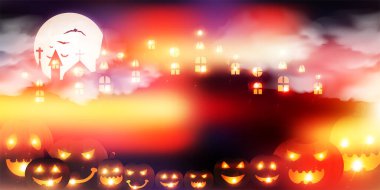 Cadılar Bayramı Sonbahar Balkabağı Dolunay Arkaplanı