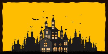 Cadılar Bayramı Sonbahar Şatosu Havai fişek Arkaplanı