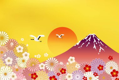 Fuji Japon Şablonu Nişan Arkaplanı