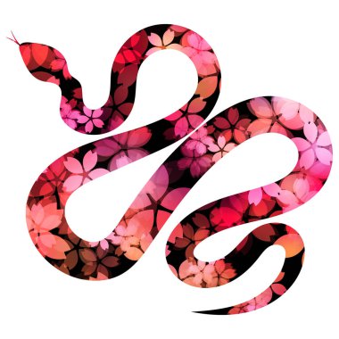 Snake New Year's card Cherry blossom Icon clipart