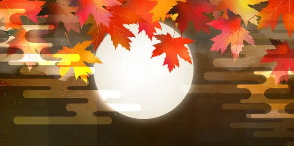 stock vector Autumn Leaves Moon Viewing Autumn Background