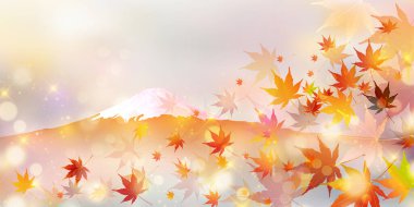 Fuji Japon Desenli Suluboya Arkaplanı