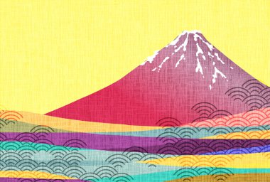 Japon Desenli Fuji Nişan Arkaplanı