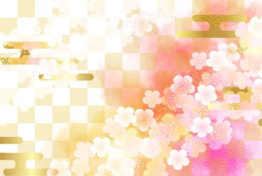 Japon Desenli Ume Nişan Arkaplanı