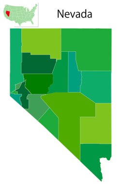 Nevada Amerika Haritası Yeşil Simge