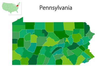 Pennsylvania ABD Yeşil Harita Simgesi