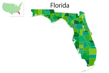 Florida Amerika Haritası Yeşil Simge