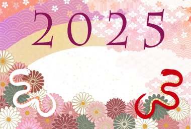 Yılan Yılbaşı Kartı Doğulu Zodyak Arkaplanı