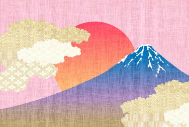 Japon Desenli Fuji Nişan Arkaplanı