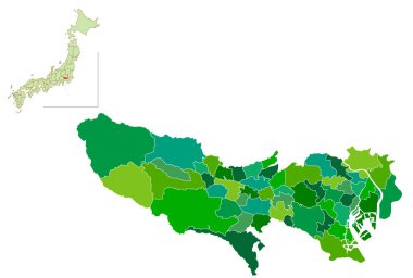 Tokyo Japonya Haritası Yeşil Simge