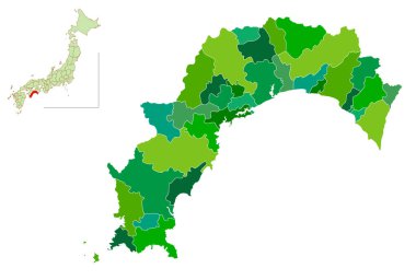 Kochi Japan Map Green Icon clipart