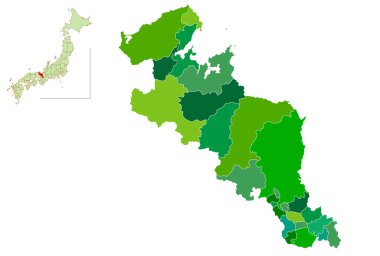 Kyoto Japonya Haritası Yeşil Simge