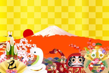 Yılan Yılbaşı Kartı Doğulu Zodyak Arkaplanı