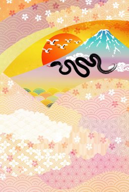 Yılan Yılbaşı Kartı Doğulu Zodyak Arkaplanı