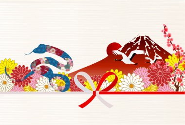 Yılan Yılbaşı Kartı Doğulu Zodyak Arkaplanı