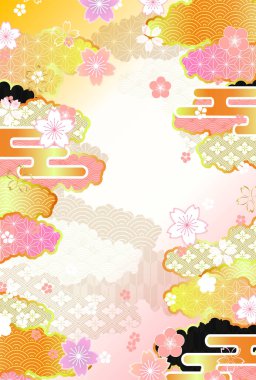 Japon Desenli Sakura Ume Nişan Arkaplanı