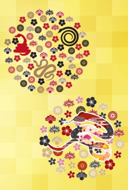 Yılan Yılbaşı Kartı Doğulu Zodyak Arkaplanı