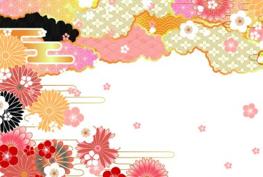 Japon Desenli Sakura Ume Nişan Arkaplanı