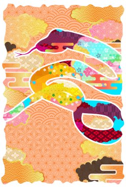 Yılan Yılbaşı Kartı Doğulu Zodyak Arkaplanı