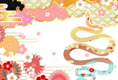 Snake New Year's card Oriental zodiac Background clipart