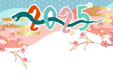 Yılan Yılbaşı Kartı Doğulu Zodyak Arkaplanı