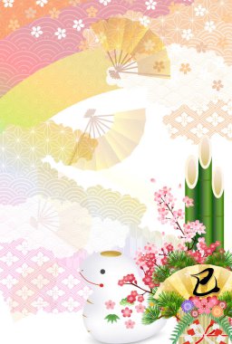 Yılan Yılbaşı Kartı Doğulu Zodyak Arkaplanı