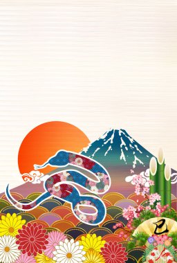 Yılan Yılbaşı Kartı Doğulu Zodyak Arkaplanı