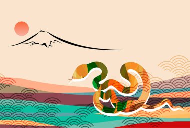 Yılan Yılbaşı Kartı Doğulu Zodyak Arkaplanı