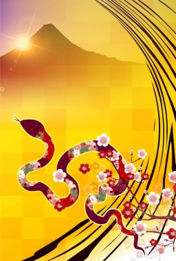 Yılan Yılbaşı Kartı Doğulu Zodyak Arkaplanı