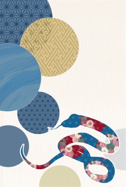 Yılan Yılbaşı Kartı Doğulu Zodyak Arkaplanı