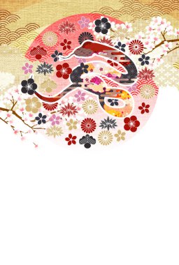 Yılan Yılbaşı Kartı Doğulu Zodyak Arkaplanı