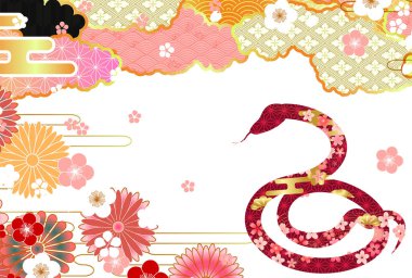 Yılan Yılbaşı Kartı Doğulu Zodyak Arkaplanı