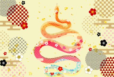 Snake New Year's card Oriental zodiac Background clipart