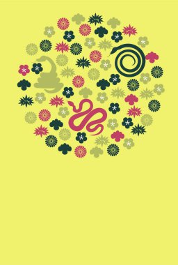 Yılan Yılbaşı Kartı Doğulu Zodyak Arkaplanı