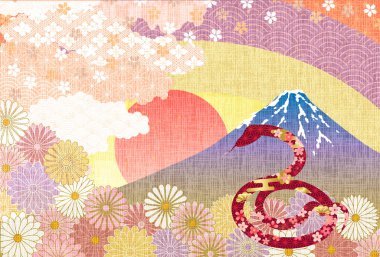 Yılan Yılbaşı Kartı Doğulu Zodyak Arkaplanı